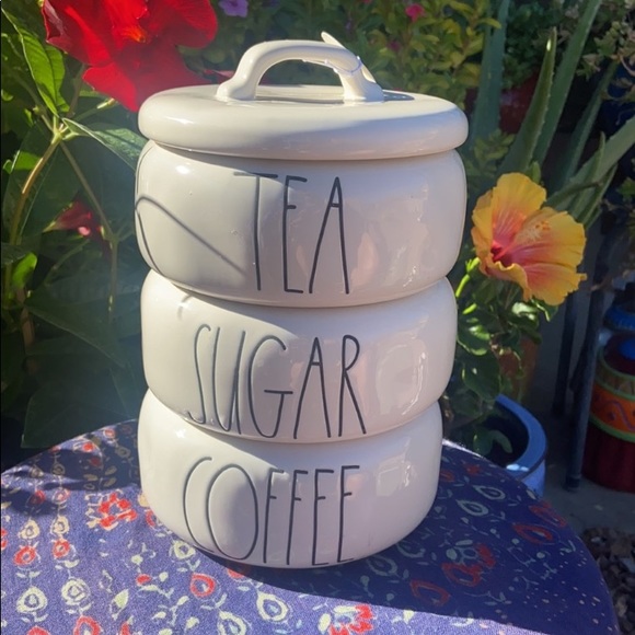 NEW Rae Dunn Stackable 3 Piece White & Black Canister Set - Picture 3 of 6